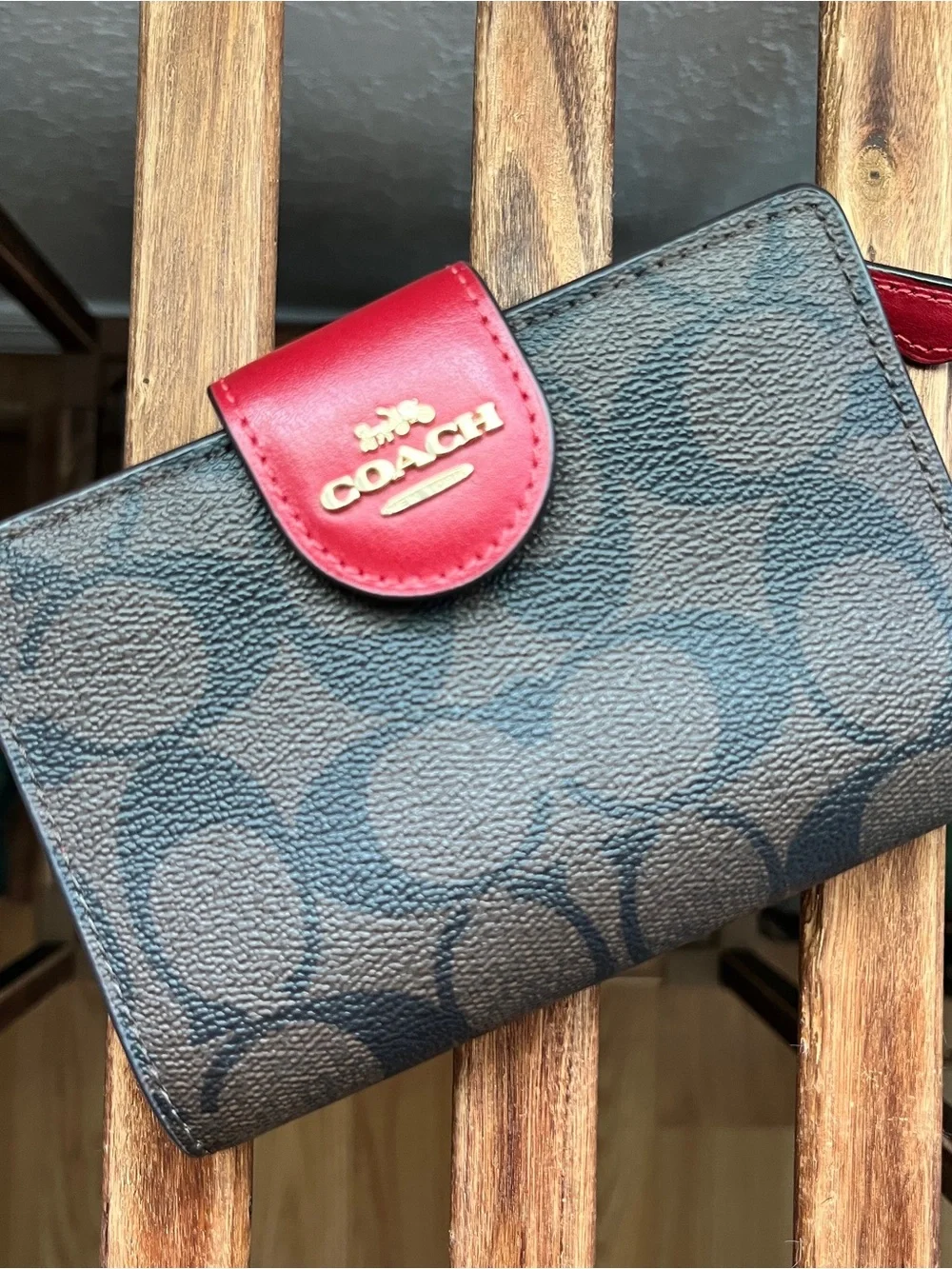 Coach Medium Corner Zip Wallet In Signature Canvas